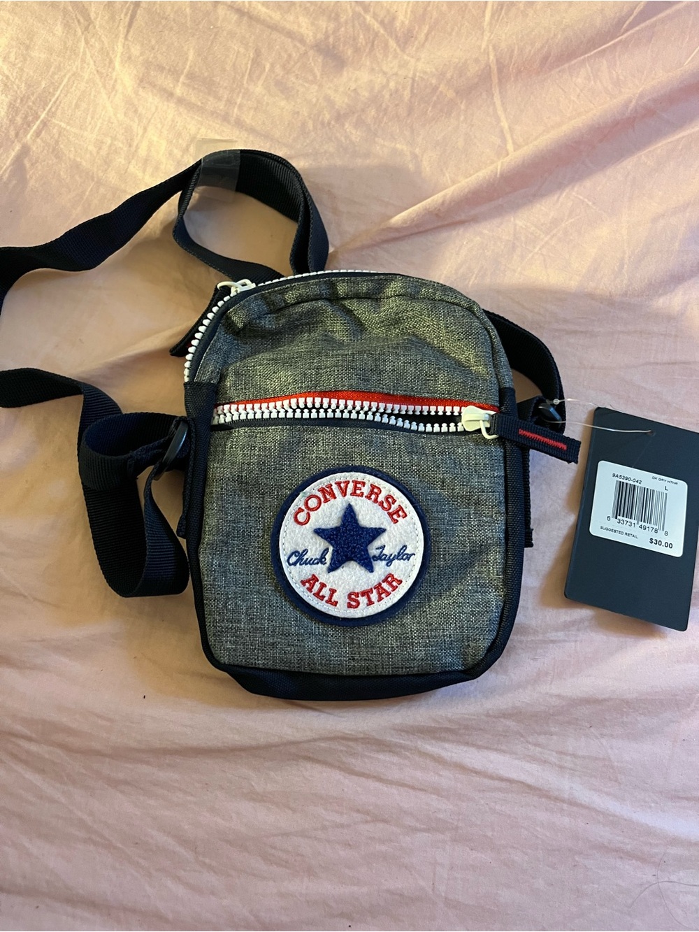 Converse Gray Mini Shoulder Bag with Red Accent